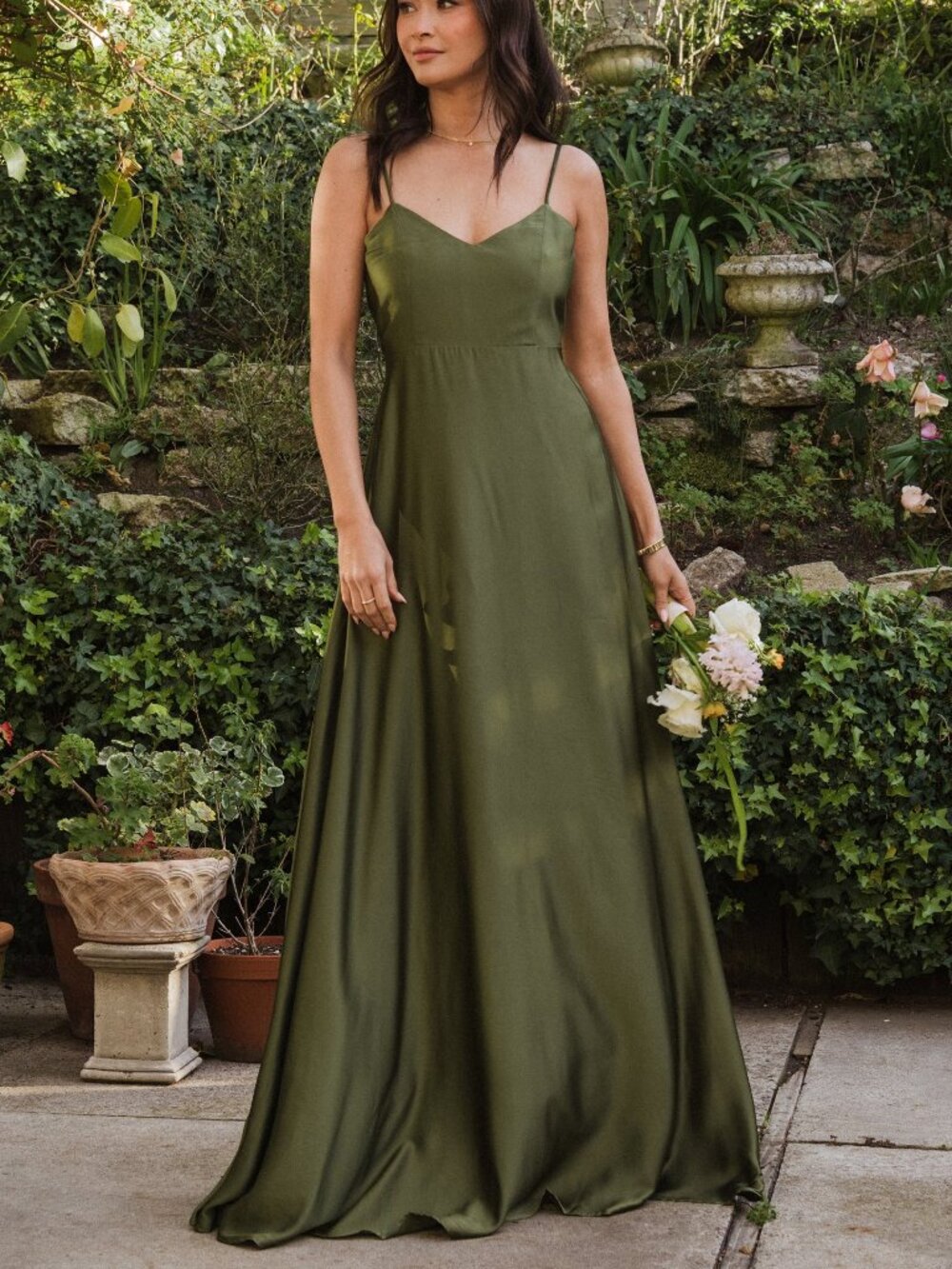 SHOW ME YOUR MUMU // Faith Maxi Dress ~ Rich Olive Luxe Satin